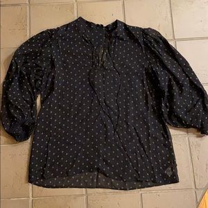 Theory Black & White Pattern Blouse (Size L)